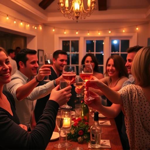 Persone che brindano e celebrano durante una festa privata